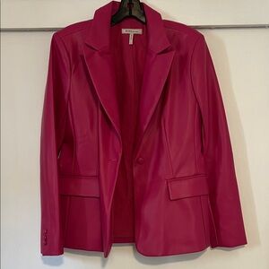 BCBGMaxAzria Women's Fuchsia Faux Leather Blazer Medium